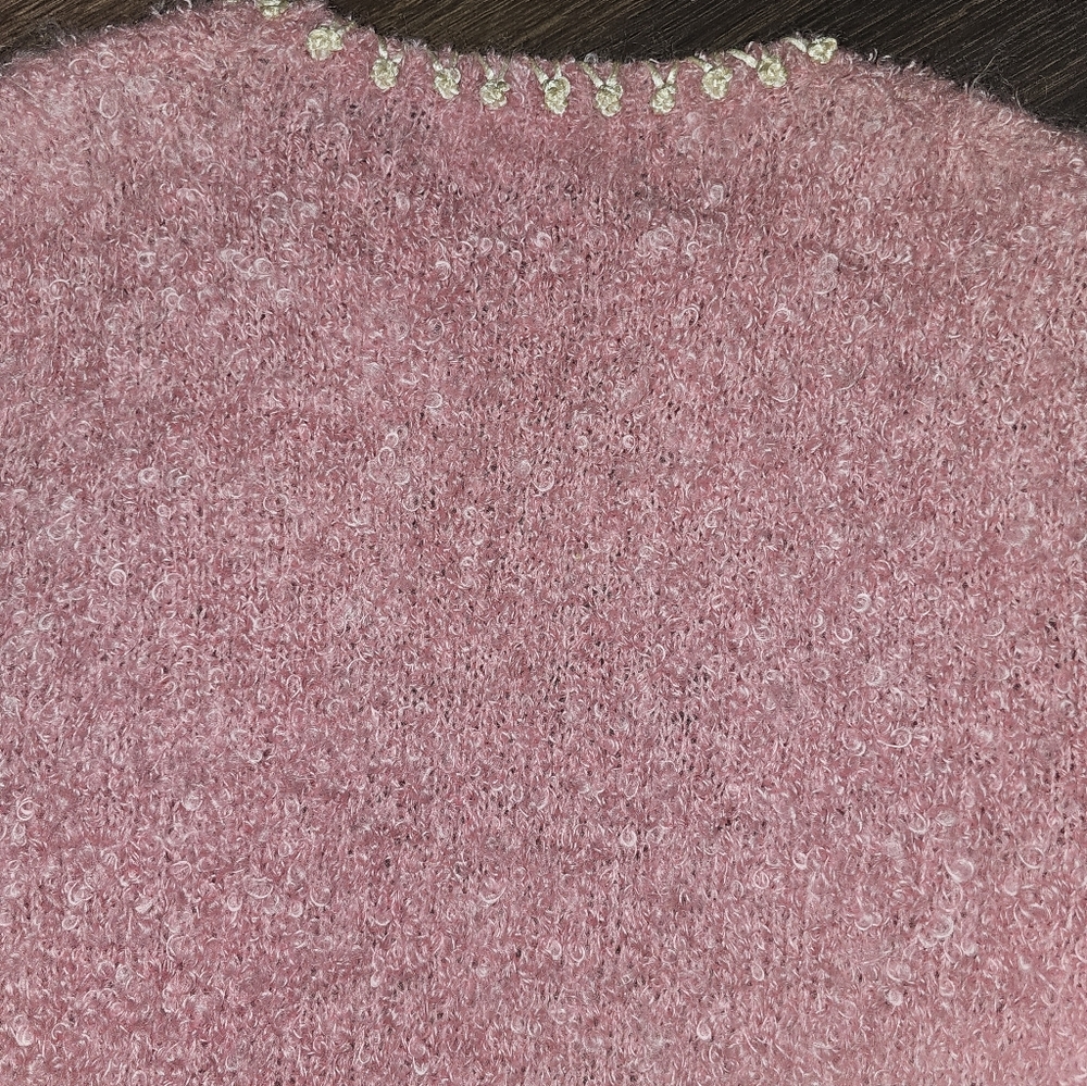 VINTAGE SAKS FIFTH AVENUE PINK SWEATER EMBELLISHED DETAIL NO SIZE CARDIGAN - Picture 8 of 14
